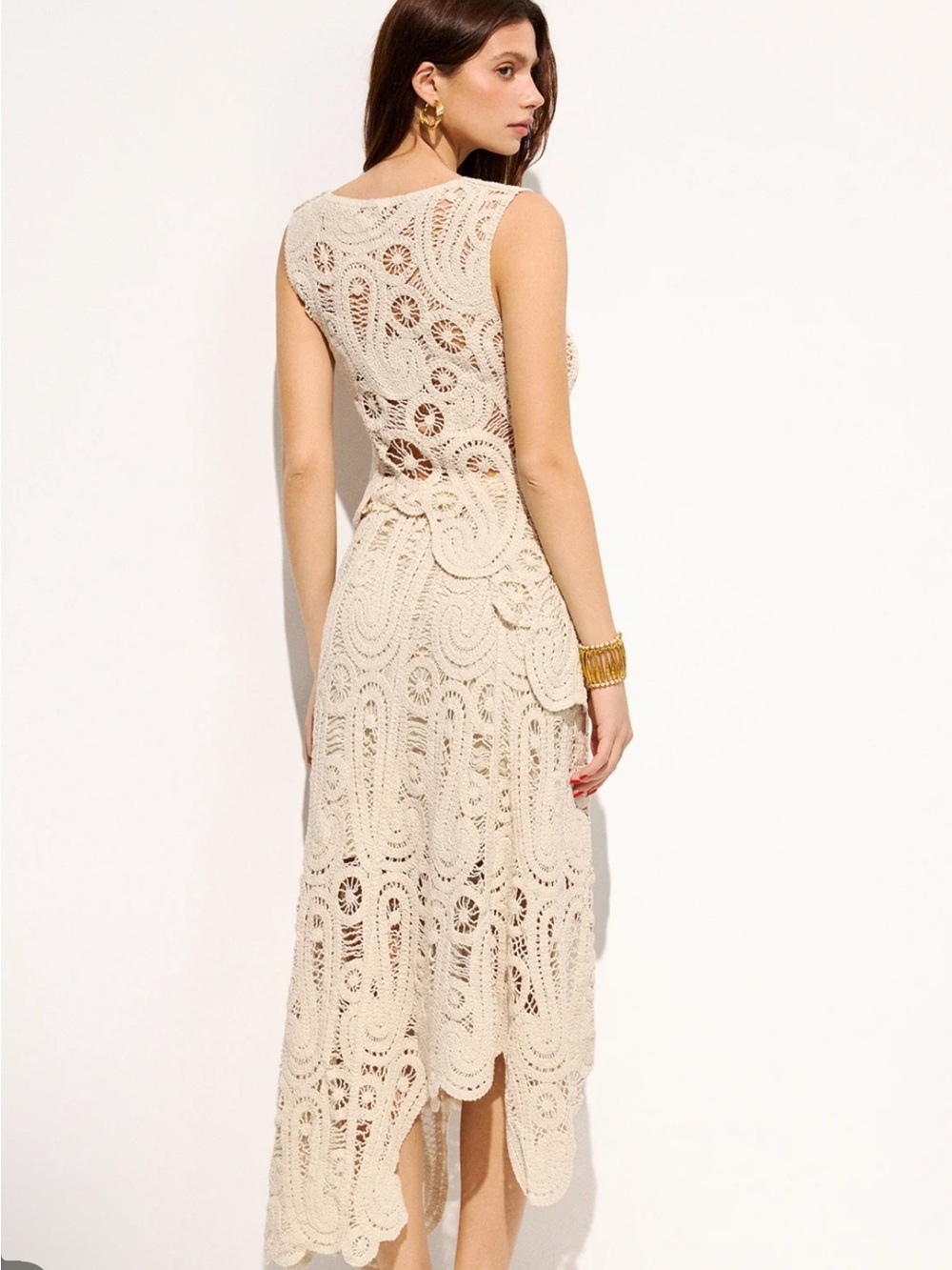 Commense Women’s Cream Crochet Tip & Skirt Set Medium NWT - Picture 8 of 9